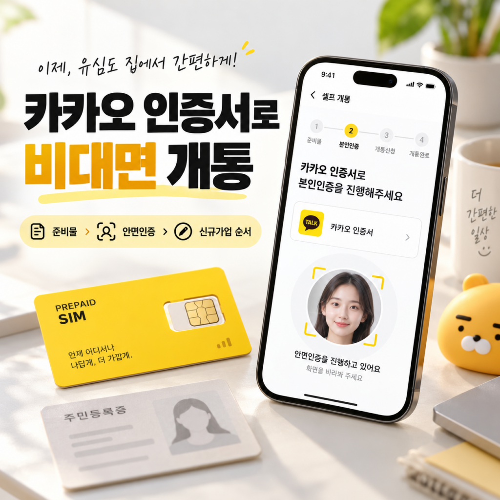 카카오 인증서로 선불유심 비대면 개통하는 방법｜준비물·안면인증·신규가입 순서