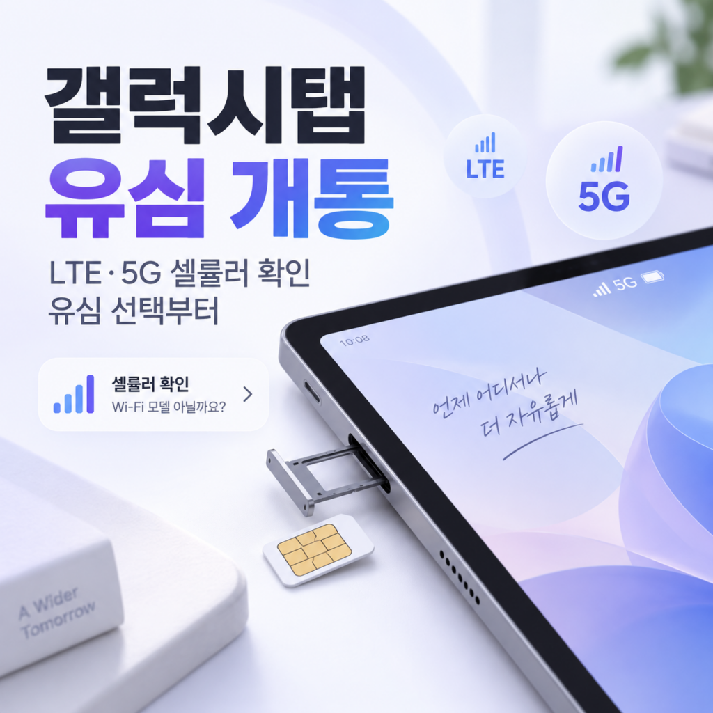갤럭시탭 선불유심 개통 방법 | LTE·5G 셀룰러 모델 확인부터 유심 선택까지
