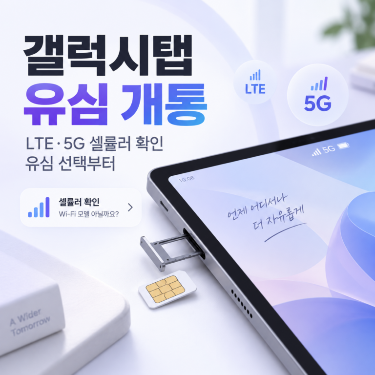 갤럭시탭 선불유심 개통 방법 | LTE·5G 셀룰러 모델 확인부터 유심 선택까지