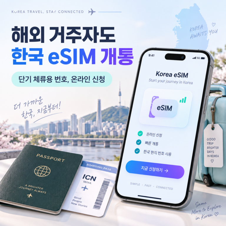 해외 거주자 한국 eSIM 개통 방법 | 단기 체류용 선불폰 번호 온라인 신청 가이드