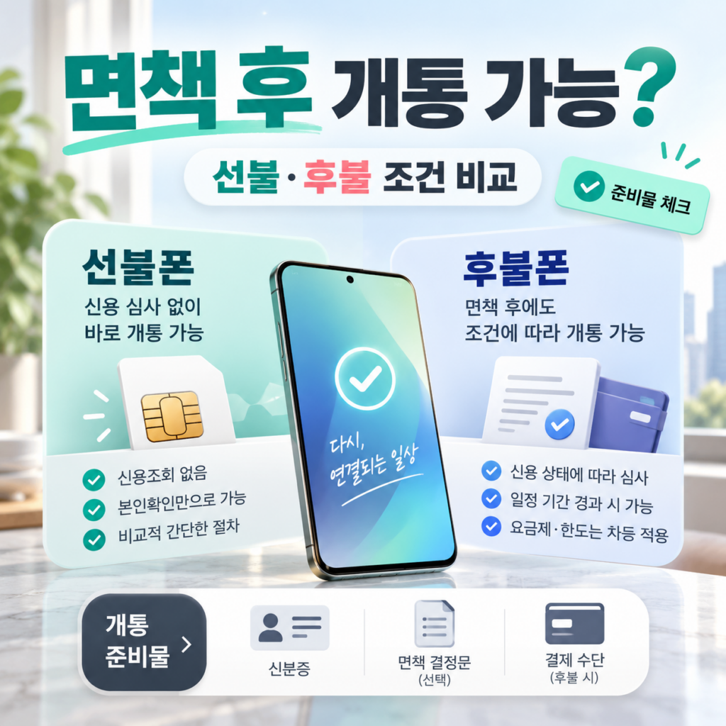 개인파산 면책 후 알뜰폰 개통 가능할까? 선불·후불 가입 조건과 준비물
