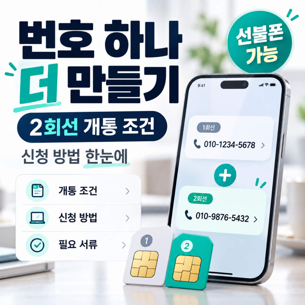 선불폰 번호를 하나 더 만들려면? 2회선 개통 조건과 신청 방법