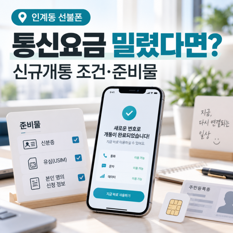 인계동 선불폰 개통 방법｜통신요금 미납 시 신규가입 조건과 방문 준비물